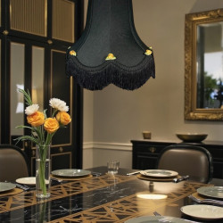 Black and Gold Rose Scalloped Fabric Lampshades