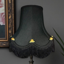 Black and Gold Rose Scalloped Fabric Lampshades