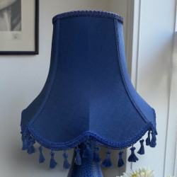 Navy Blue Tassel Scalloped Fabric Lampshades