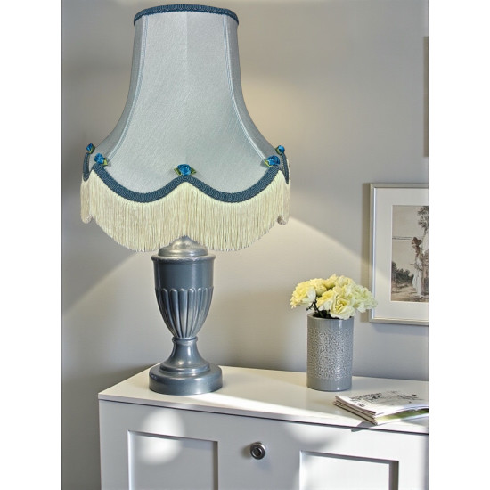 Powder Blue Rose Scalloped Fabric Lampshades