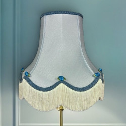 Powder Blue Rose Scalloped Fabric Lampshades