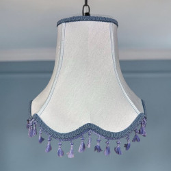 Powder Blue Tassel Scalloped Fabric Lampshades