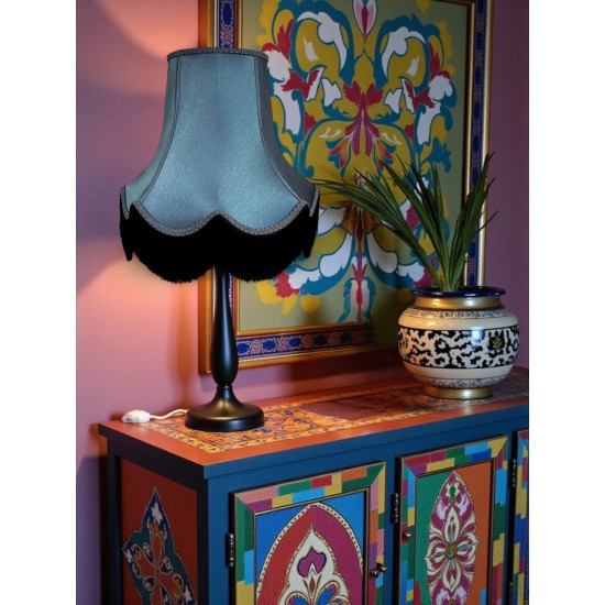 Slate Blue and Black Fabric Lampshade