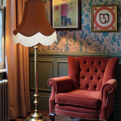 Chocolate Brown Scalloped Fabric Lampshades