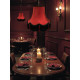 Burgundy Red and Black Tasseled Fabric Lampshades
