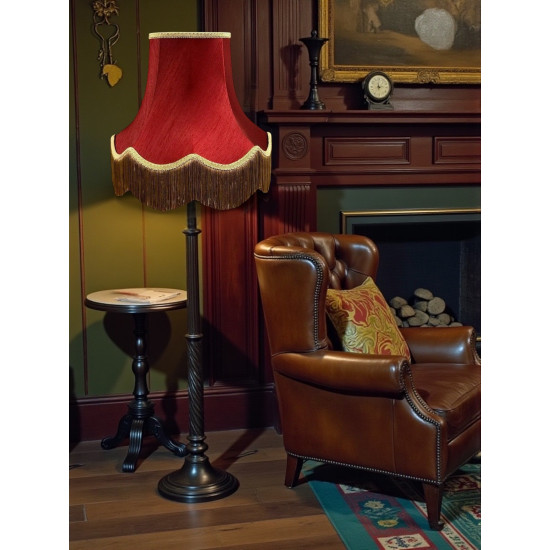 Burgundy Red and Gold Fringe Fabric Lampshades