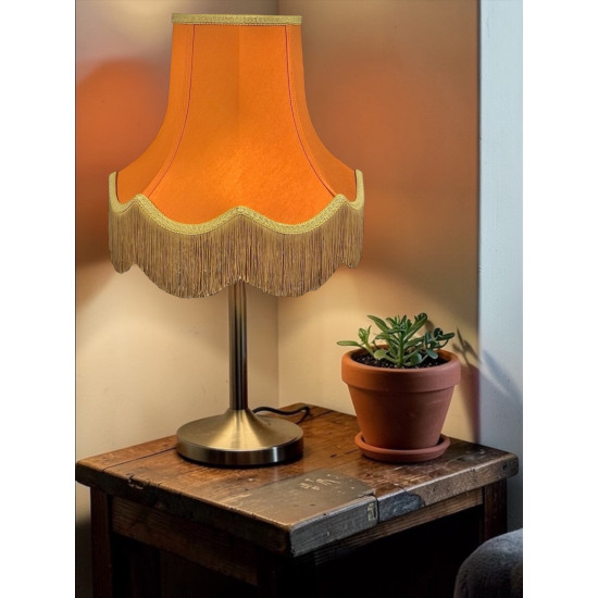 Burnt Orange and Gold Scalloped Fabric Lampshades