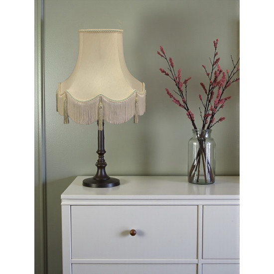 Cream and Light Green Scalloped Fabric Lampshades