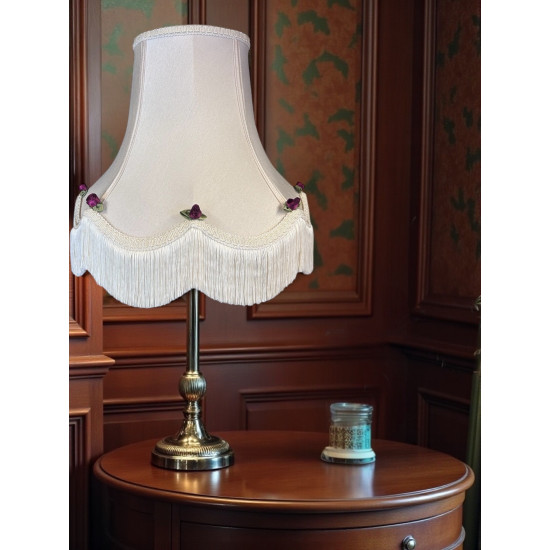 Cream and Burgundy Rose Scalloped Fabric Lampshades