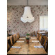 Cream and Burgundy Rose Scalloped Fabric Lampshades