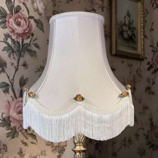 Cream and Gold Rose Scalloped Fabric Lampshades