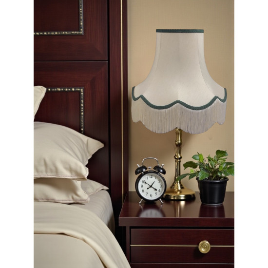 Cream and Holly Green Scalloped Fabric Lampshades