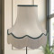 Cream and Holly Green Scalloped Fabric Lampshades