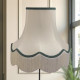 Cream and Holly Green Scalloped Fabric Lampshades