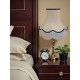 Cream and Navy Blue Scalloped Fabric Lampshades