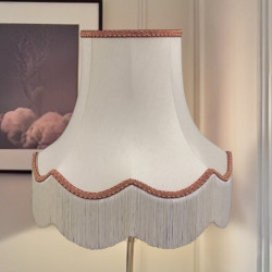 Cream and Red / Gold Scalloped Fabric Lampshades