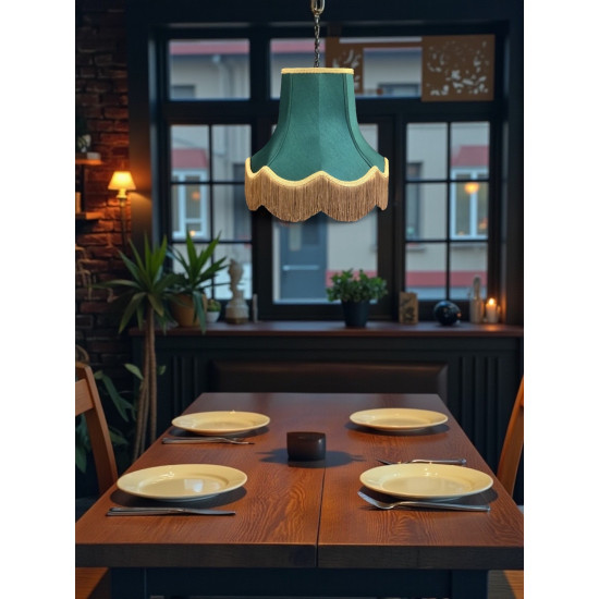 Dark Green and Gold Fabric Lampshades