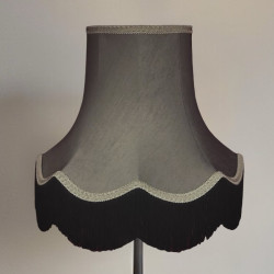Pewter Grey and Black Fabric Lampshade