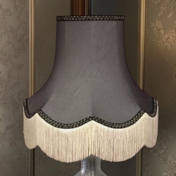 Pewter Grey and Black / Gold Fabric Lampshade