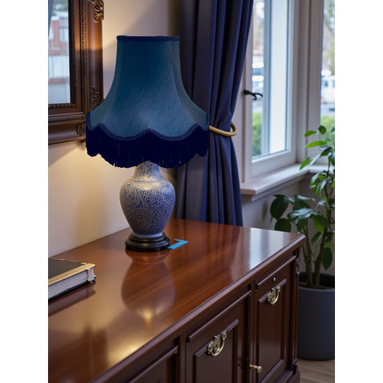 Navy Blue and Black Fabric Lampshade