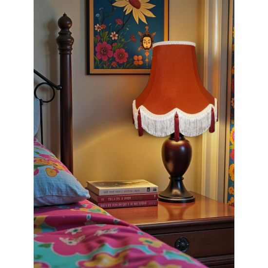 Terracotta Orange and Cream Fabric Lampshades