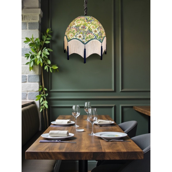 William Morris Molly Natural Navy Parachute Dome Lampshade
