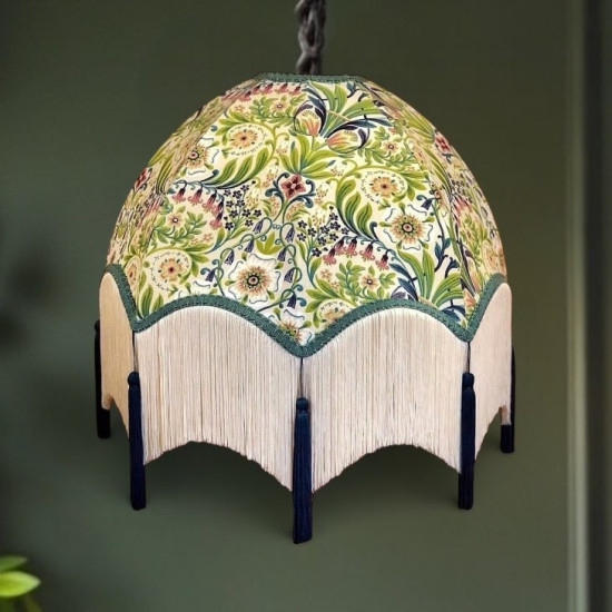 William Morris Molly Natural Navy Parachute Dome Lampshade