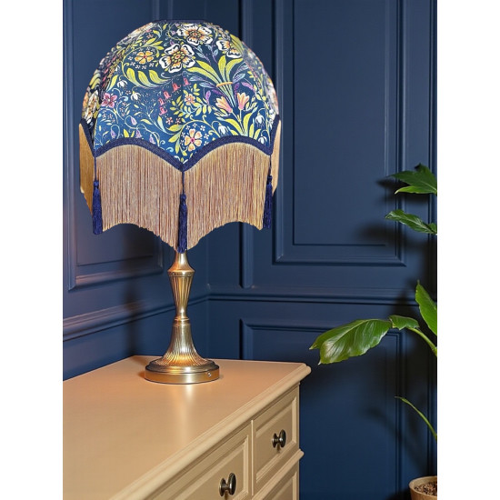 William Morris Molly Blue Gold Tassel Parachute Dome Lampshade