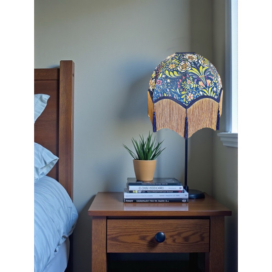 William Morris Molly Blue Gold Tassel Parachute Dome Lampshade