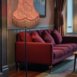 William Morris Strawberry Thief Crimson Burgundy Gold Lampshade