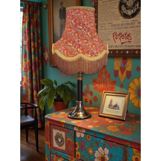 William Morris Strawberry Thief Crimson Gold Lampshade