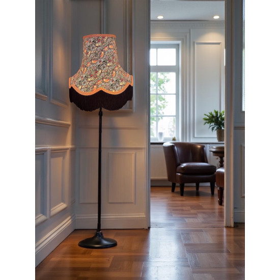 William Morris Strawberry Thief Ebony Orange Lampshade