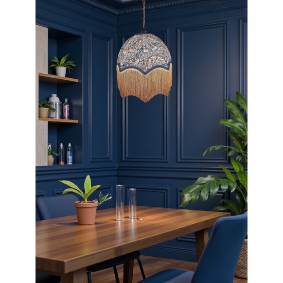William Morris Strawberry Thief Navy Parachute Dome Lampshade