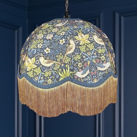 William Morris Strawberry Thief Navy Slate Dome Lampshade