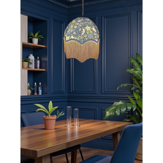 William Morris Strawberry Thief Navy Slate Parachute Dome Lampshade