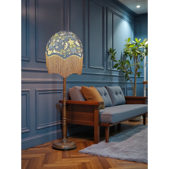 William Morris Strawberry Thief Navy Slate Parachute Dome Lampshade