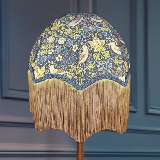 William Morris Strawberry Thief Navy Slate Parachute Dome Lampshade