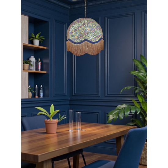 William Morris Violet and Columbine Navy Dome Lampshade